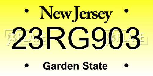 23RG903 New Jersey License Plate