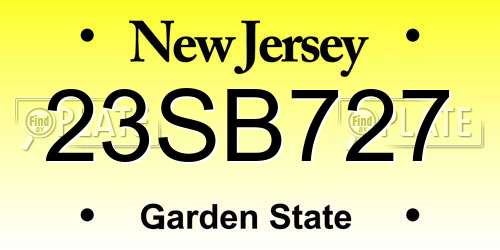 23SB727 New Jersey License Plate