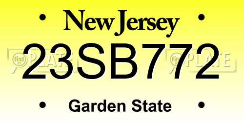 23SB772 New Jersey License Plate