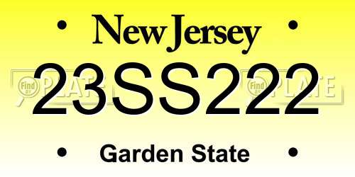 23SS222 New Jersey License Plate