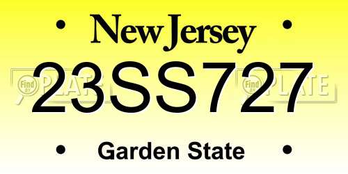 23SS727 New Jersey License Plate