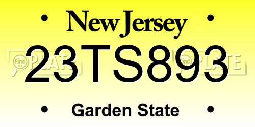 23TS893 New Jersey License Plate