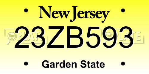 23ZB593 New Jersey License Plate