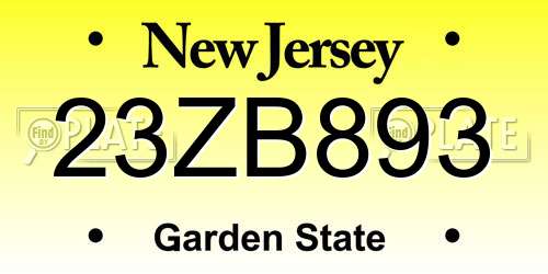 23ZB893 New Jersey License Plate