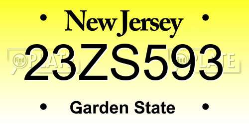 23ZS593 New Jersey License Plate