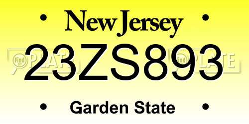 23ZS893 New Jersey License Plate