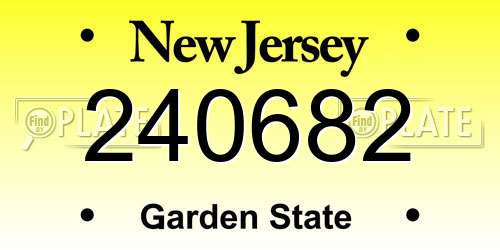 240682 New Jersey License Plate