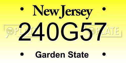 240G57 New Jersey License Plate