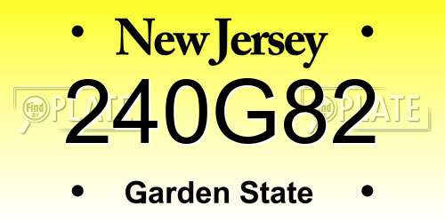 240G82 New Jersey License Plate