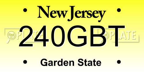 240GBT New Jersey License Plate