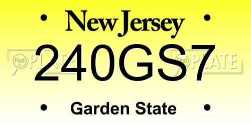 240GS7 New Jersey License Plate