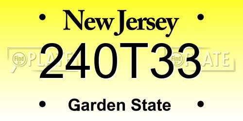 240T33 New Jersey License Plate