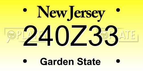 240Z33 New Jersey License Plate