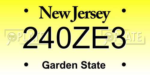 240ZE3 New Jersey License Plate
