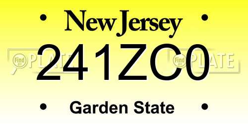 241ZC0 New Jersey License Plate