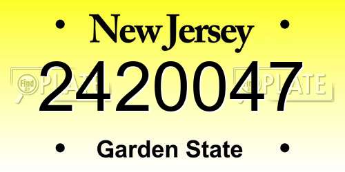 2420047 New Jersey License Plate