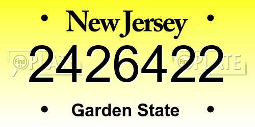2426422 New Jersey License Plate