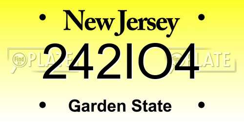 242IO4 New Jersey License Plate