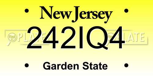 242IQ4 New Jersey License Plate