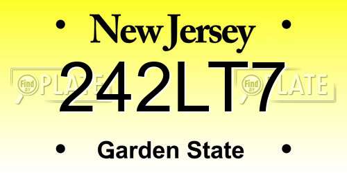 242LT7 New Jersey License Plate