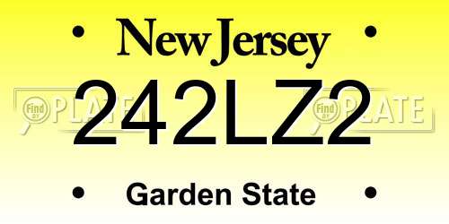 242LZ2 New Jersey License Plate
