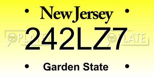 242LZ7 New Jersey License Plate