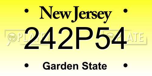 242P54 New Jersey License Plate