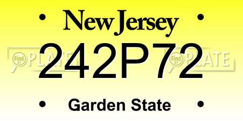 242P72 New Jersey License Plate