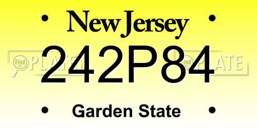 242P84 New Jersey License Plate