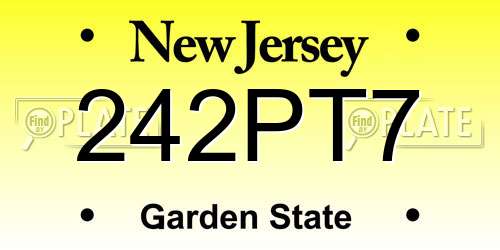 242PT7 New Jersey License Plate