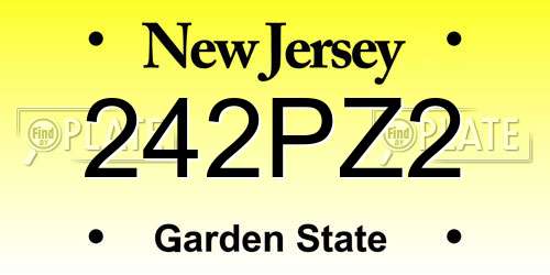 242PZ2 New Jersey License Plate