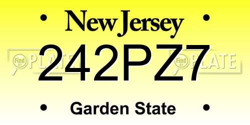 242PZ7 New Jersey License Plate
