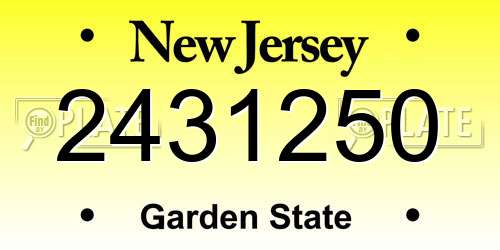 2431250 New Jersey License Plate