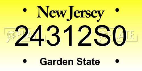 24312S0 New Jersey License Plate