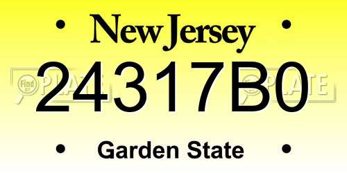 24317B0 New Jersey License Plate
