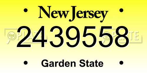 2439558 New Jersey License Plate