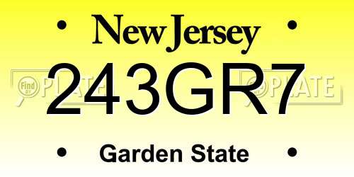 243GR7 New Jersey License Plate