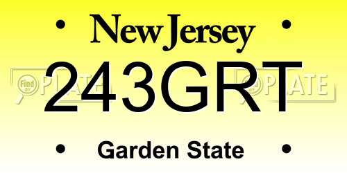 243GRT New Jersey License Plate