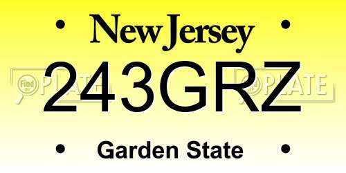 243GRZ New Jersey License Plate