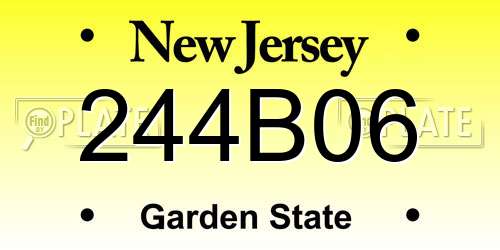 244B06 New Jersey License Plate