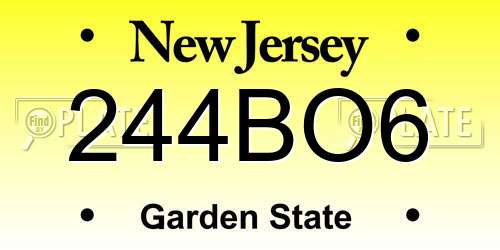 244BO6 New Jersey License Plate