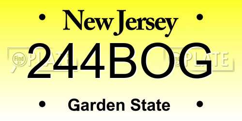 244BOG New Jersey License Plate