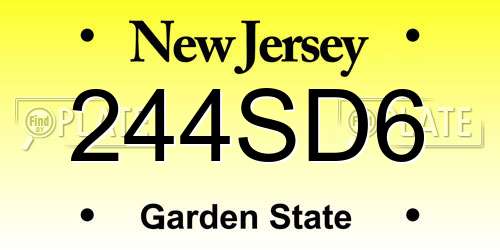 244SD6 New Jersey License Plate