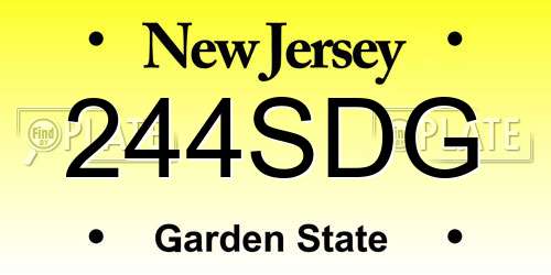 244SDG New Jersey License Plate