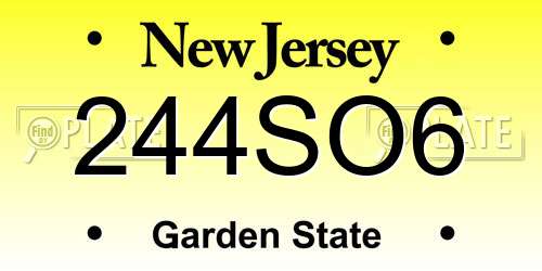 244SO6 New Jersey License Plate