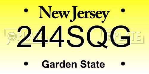 244SQG New Jersey License Plate