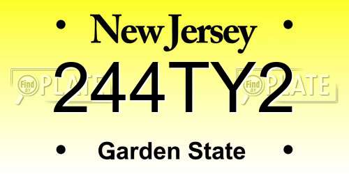 244TY2 New Jersey License Plate