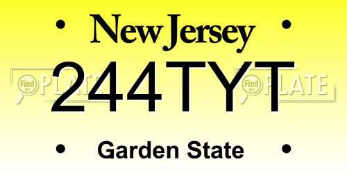 244TYT New Jersey License Plate