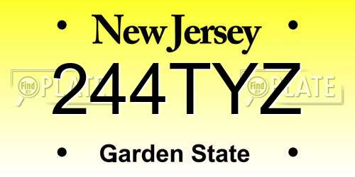 244TYZ New Jersey License Plate