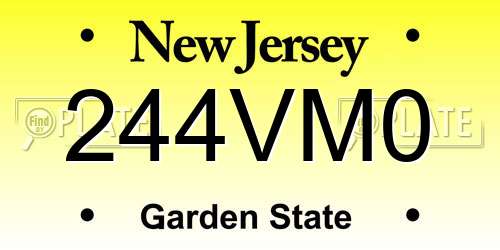 244VM0 New Jersey License Plate